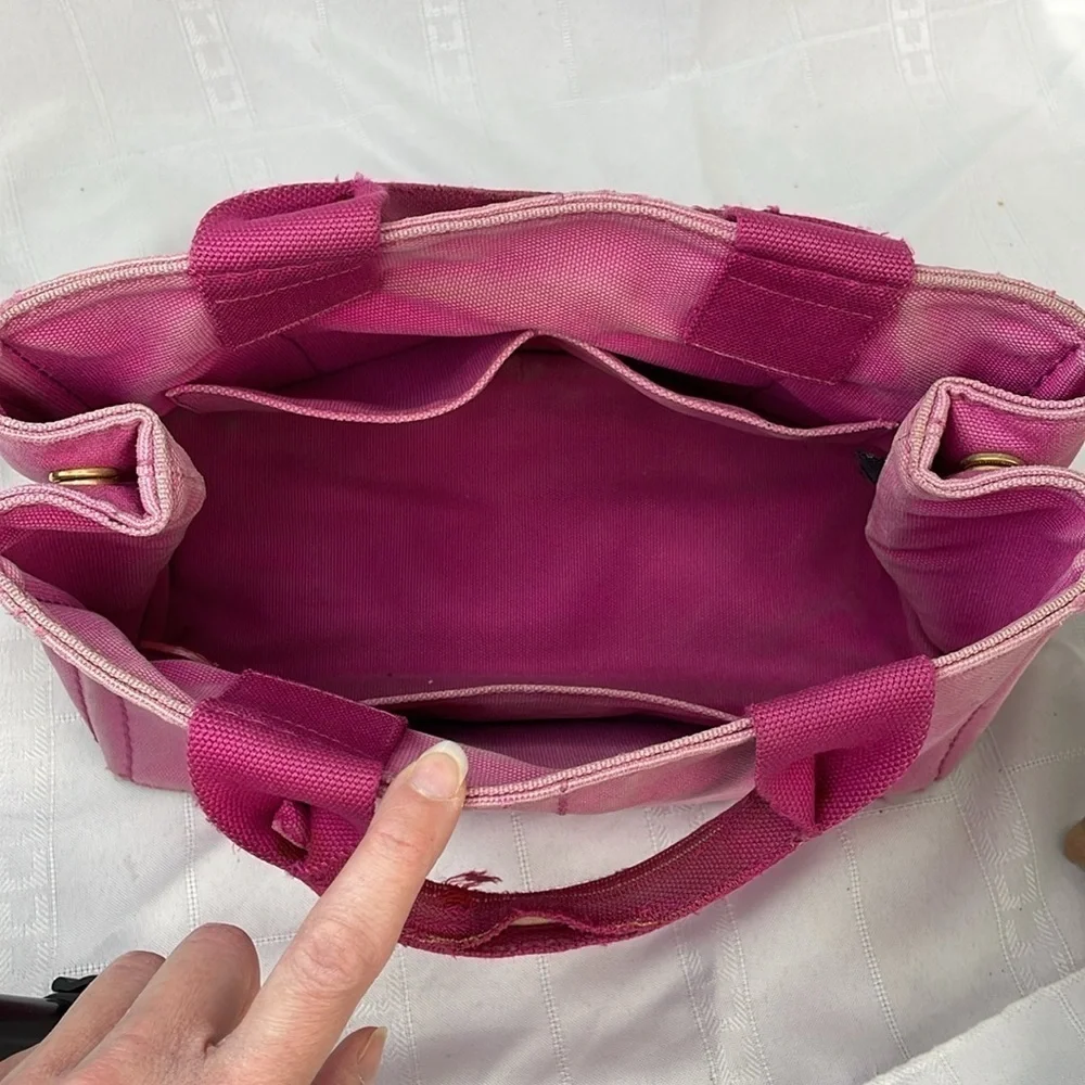 Prada Pink Canapa Tote Handbag Designer Logo Spring